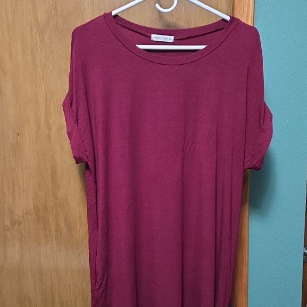 Wasabi + Mint Burgundy Short Sleeve Tee Dress